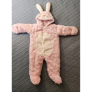 Infant Babies R Us Pink Bunny Faux Fur Pram Snowsuit 6M